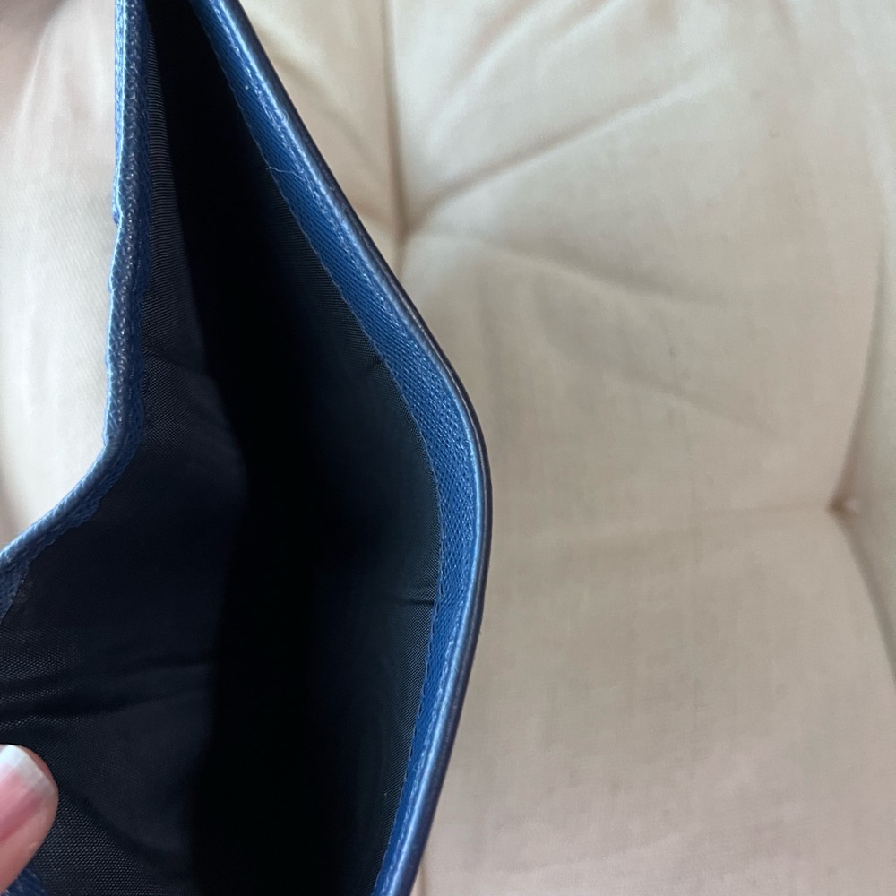 Prada Navy Blue Saffiano Leather Card Wallet with Gold Hardware - Picture 5 of 10